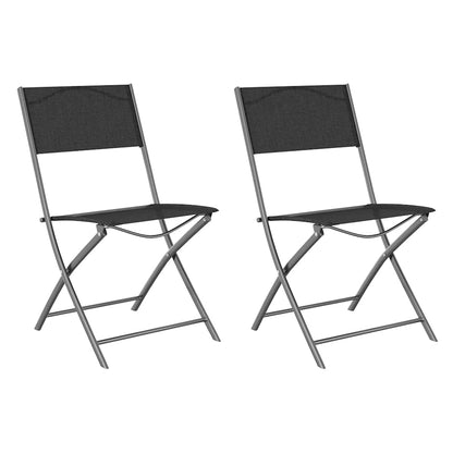 vidaXL Folding Chairs 2 pcs Black Steel and Textilene