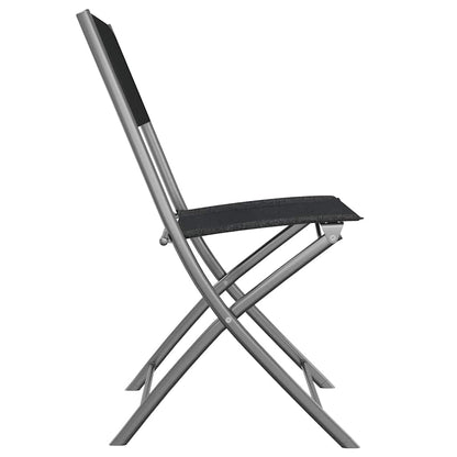 vidaXL Folding Chairs 2 pcs Black Steel and Textilene