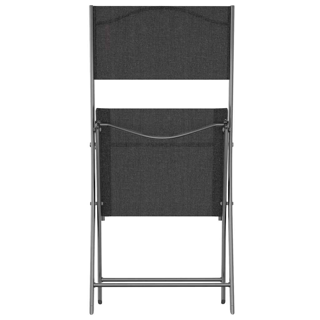 vidaXL Folding Chairs 2 pcs Black Steel and Textilene