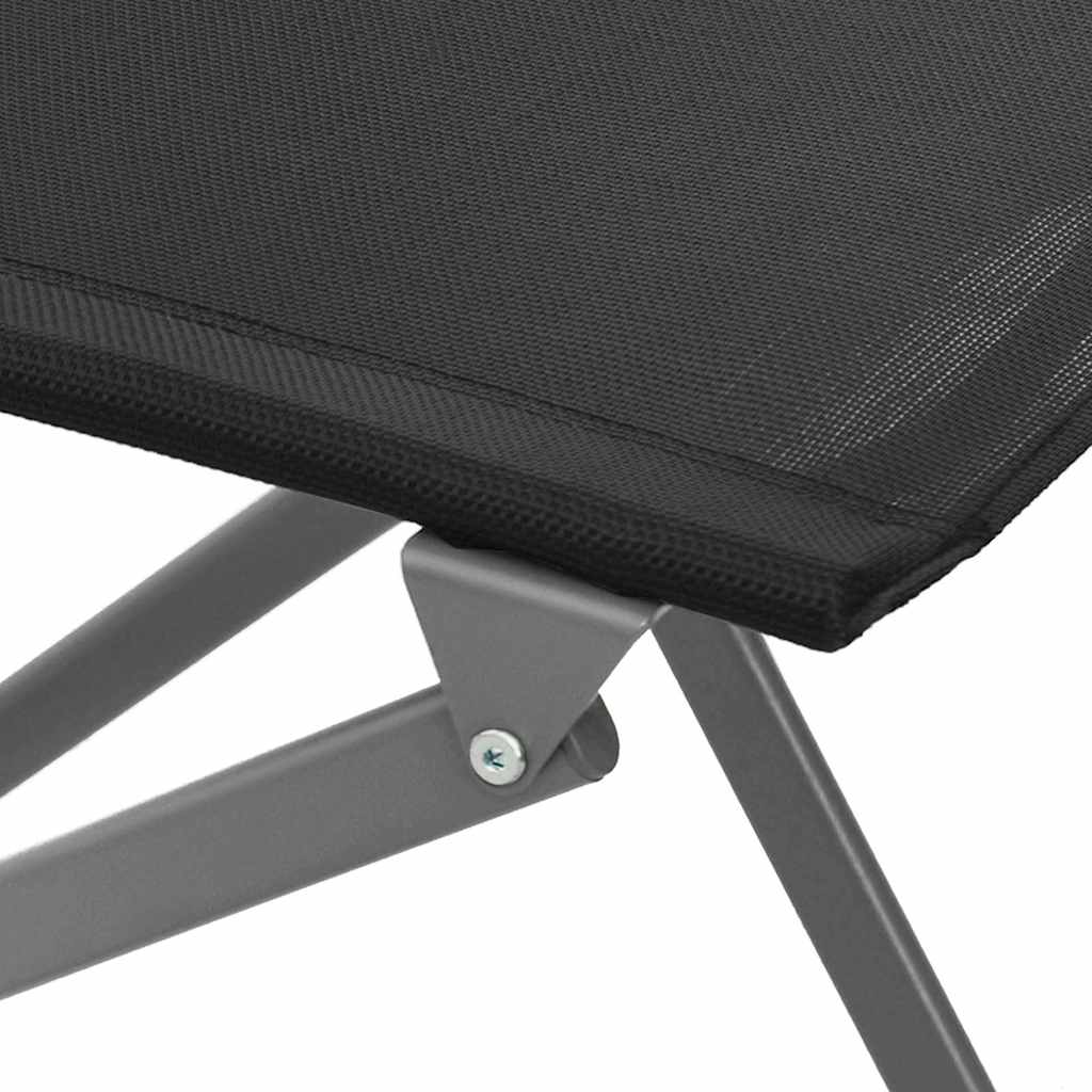 vidaXL Folding Chairs 2 pcs Black Steel and Textilene