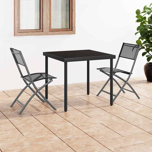 vidaXL Folding Chairs 2 pcs Black Steel and Textilene