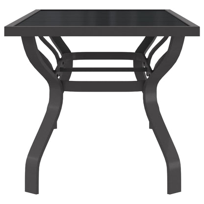 vidaXL Garden Table Grey and Black 180x80x70 cm Steel and Glass