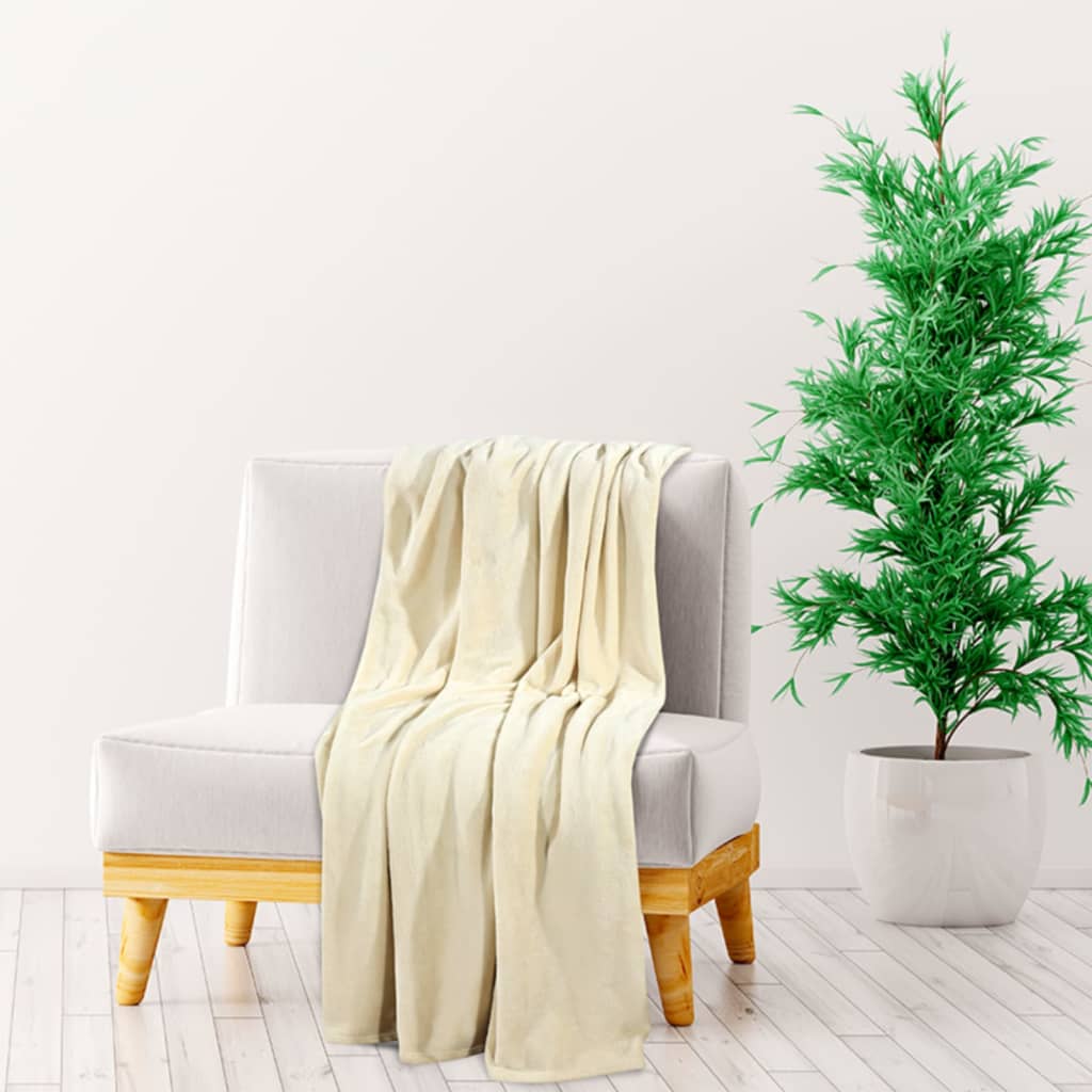 vidaXL Blanket Cream 130x170 cm Polyester