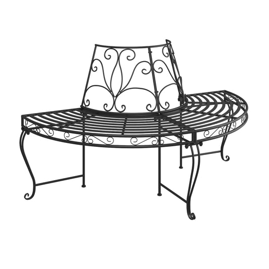 vidaXL Tree Bench | Set of 2 | Black | Steel | Medium | Durable