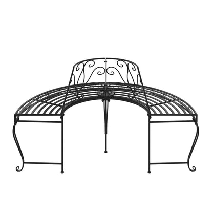 vidaXL Tree Bench | Set of 2 | Black | Steel | Medium | Durable