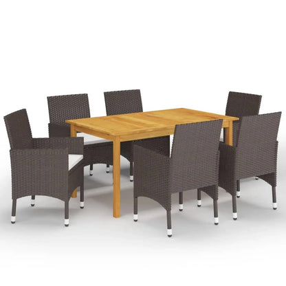 vidaXL Garden Dining Set | Brown and Cream White