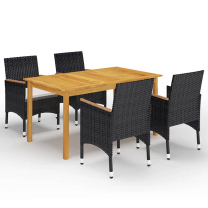 vidaXL Garden Dining Set | Black | Solid acacia wood | 5 Piece