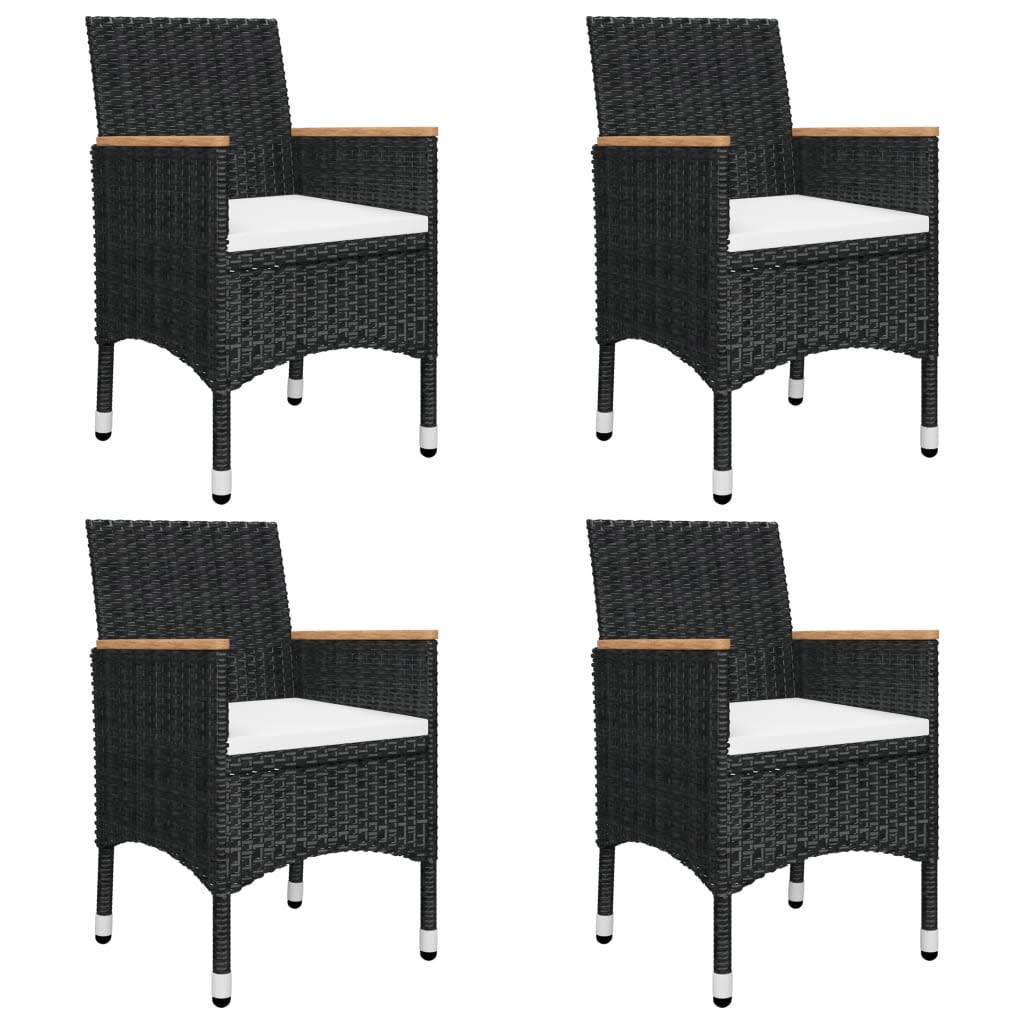 vidaXL Garden Dining Set | Black | Solid acacia wood | 5 Piece