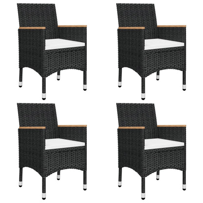 vidaXL Garden Dining Set | Black | Solid acacia wood | 5 Piece