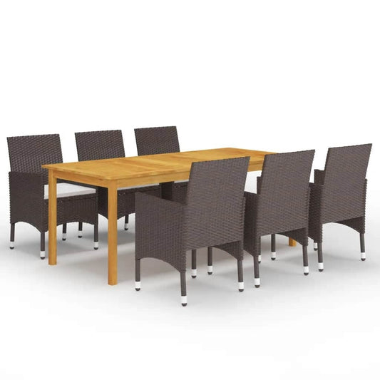 vidaXL Garden Dining Set | Brown and Cream White
