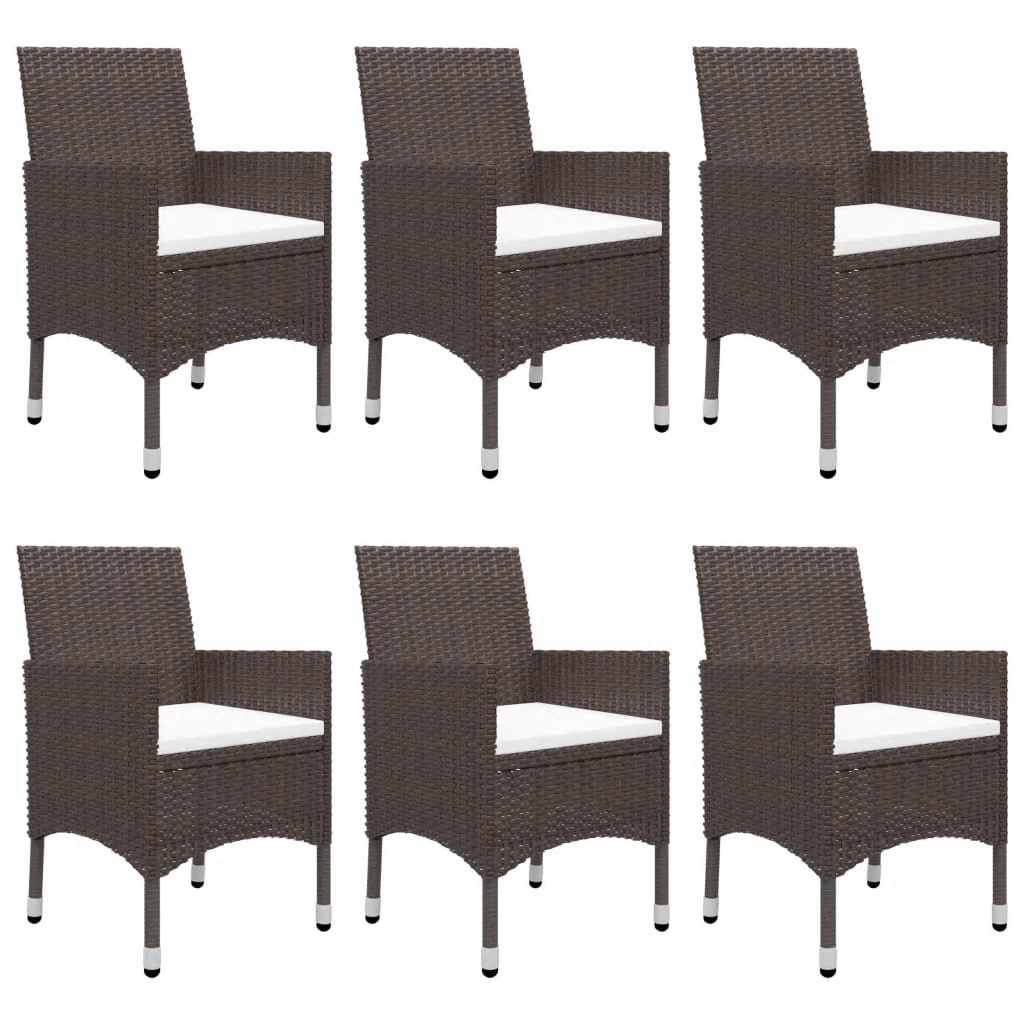 vidaXL 7 Piece Garden Dining Set with Cushions Brown