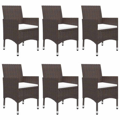vidaXL 7 Piece Garden Dining Set with Cushions Brown
