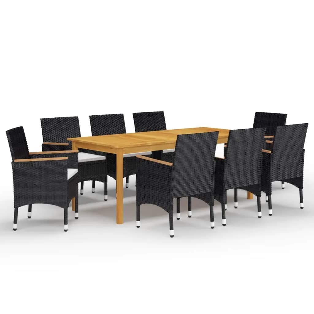 vidaXL Garden Dining Set | Black | Solid acacia wood | Large | Durable