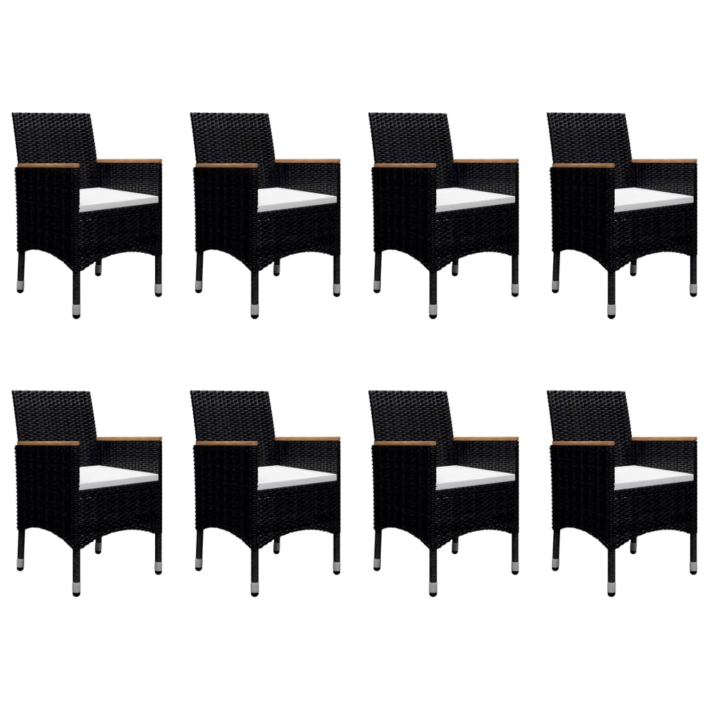 vidaXL Garden Dining Set | Black | Solid acacia wood | Large | Durable