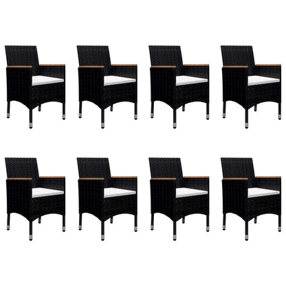 vidaXL Garden Dining Set | Black | Solid acacia wood | Large | Durable