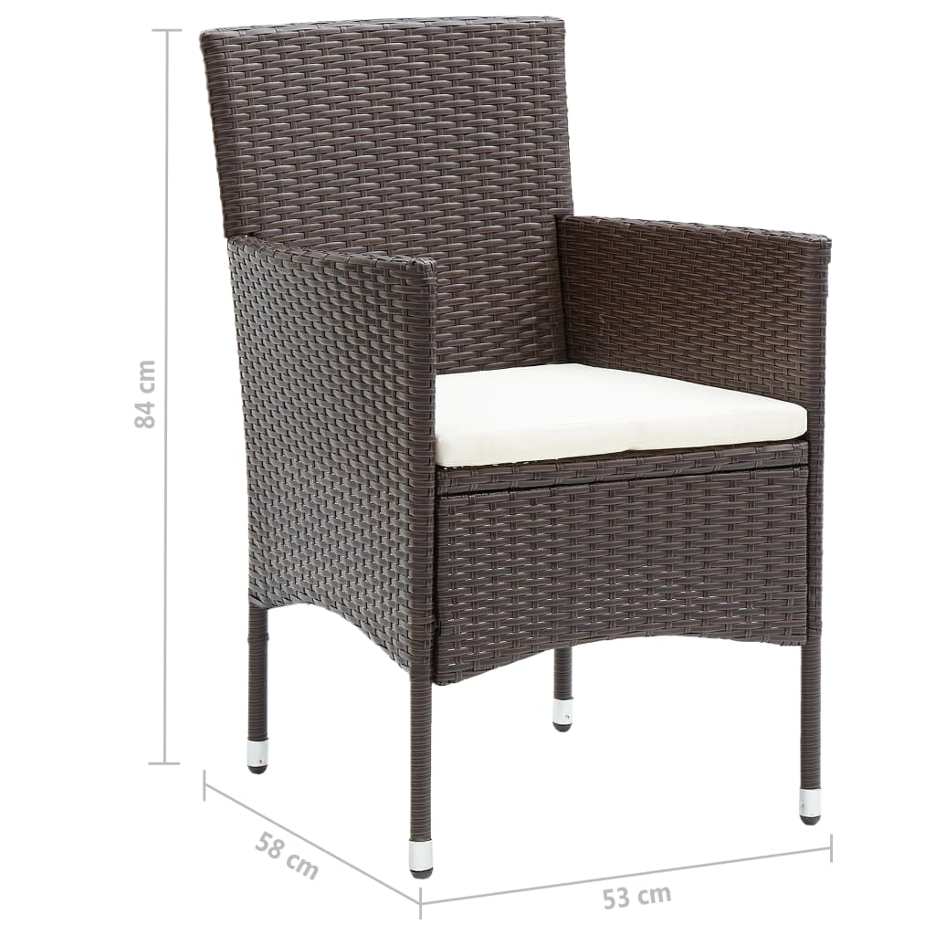 vidaXL 5 Piece Garden Dining Set with Cushions Poly Rattan Brown