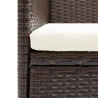vidaXL 5 Piece Garden Dining Set with Cushions Poly Rattan Brown