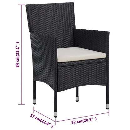 vidaXL 3 Piece Garden Dining Set with Cushions Brown