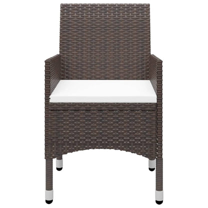vidaXL 3 Piece Garden Dining Set with Cushions Brown