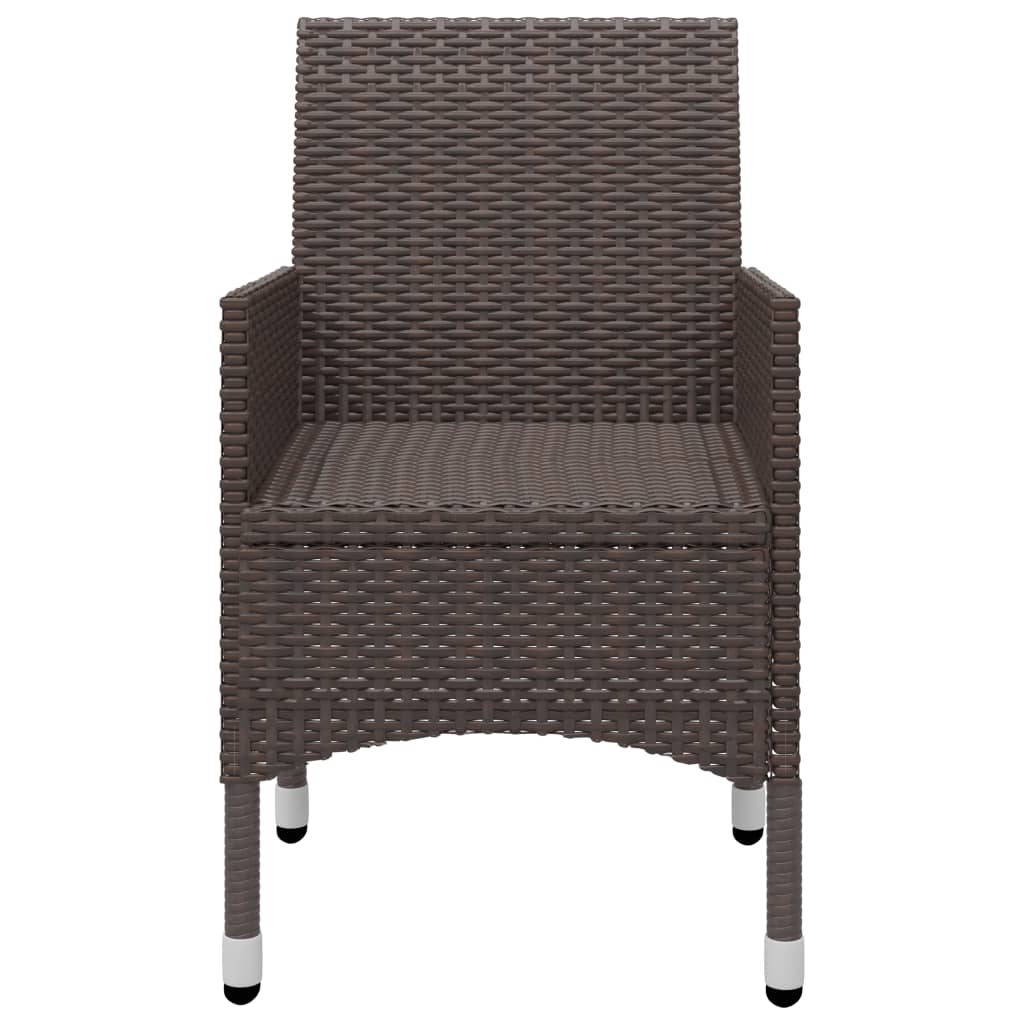 vidaXL 3 Piece Garden Dining Set with Cushions Brown