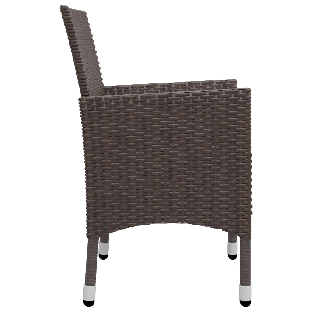 vidaXL 3 Piece Garden Dining Set with Cushions Brown