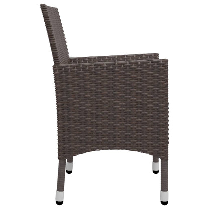 vidaXL 3 Piece Garden Dining Set with Cushions Brown