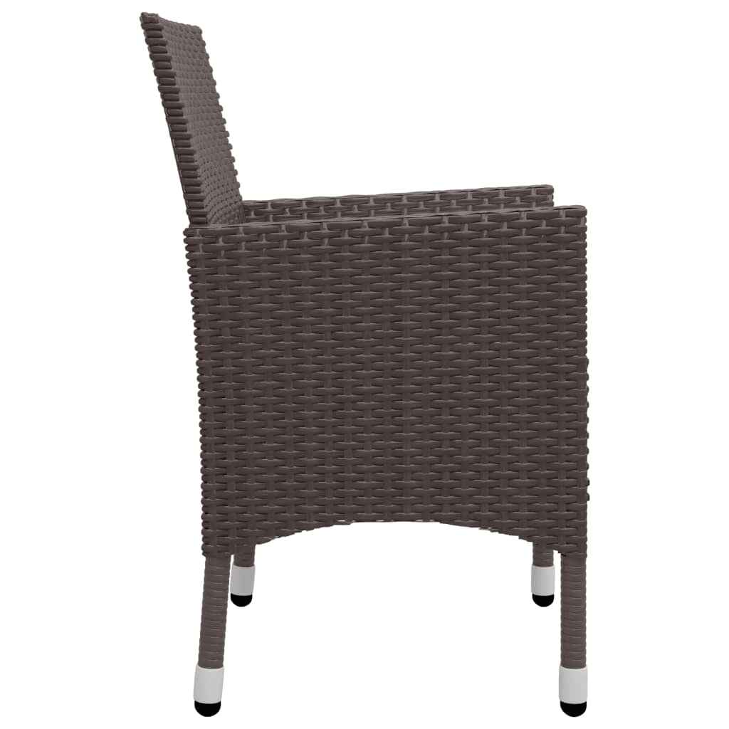 vidaXL 3 Piece Garden Dining Set with Cushions Brown