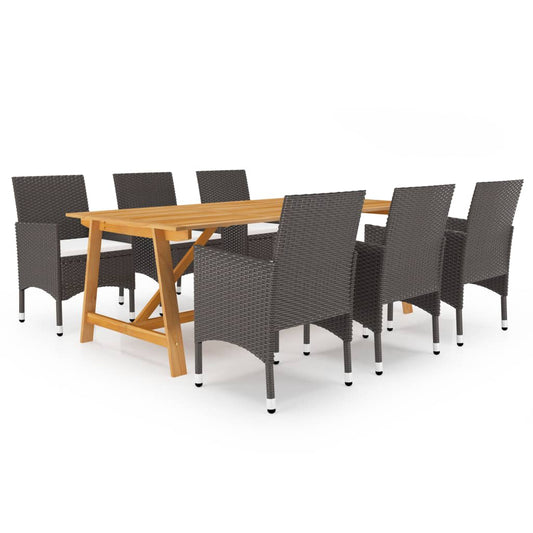 vidaXL Garden Dining Set | Brown | Solid acacia wood | Large | Ergonomic