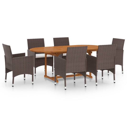 vidaXL Garden Dining Set | Brown, Cream White