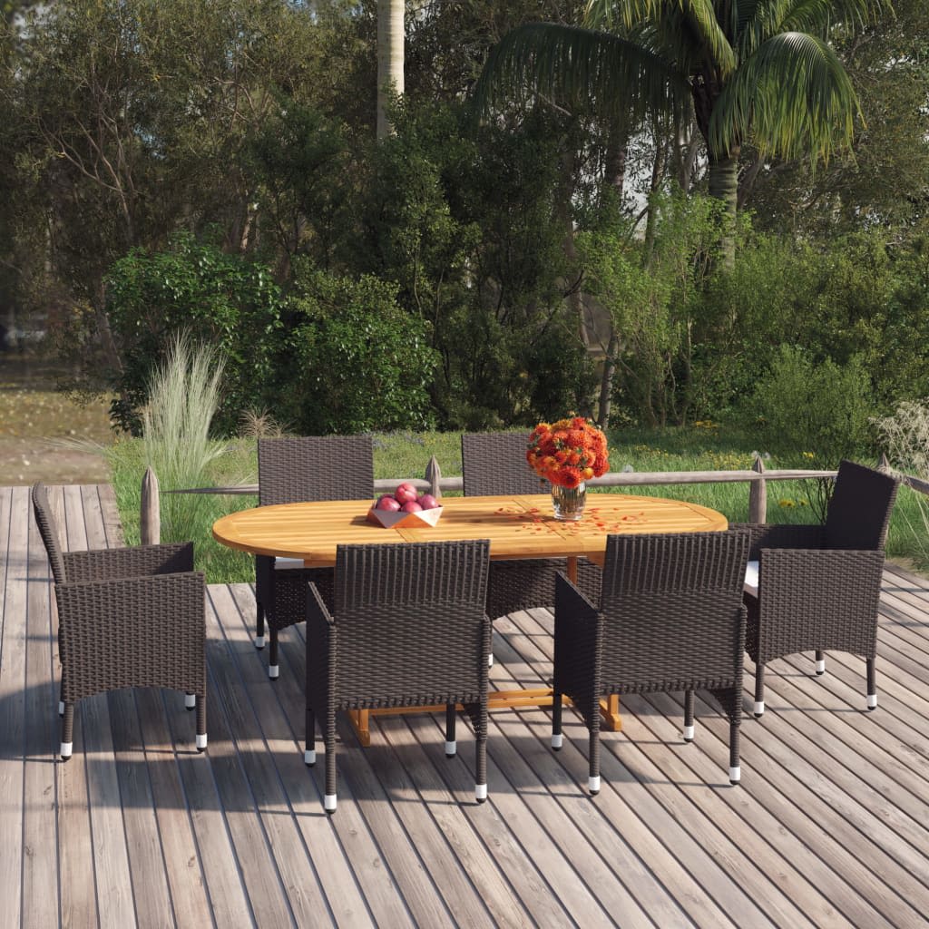 vidaXL Garden Dining Set | Brown, Cream White