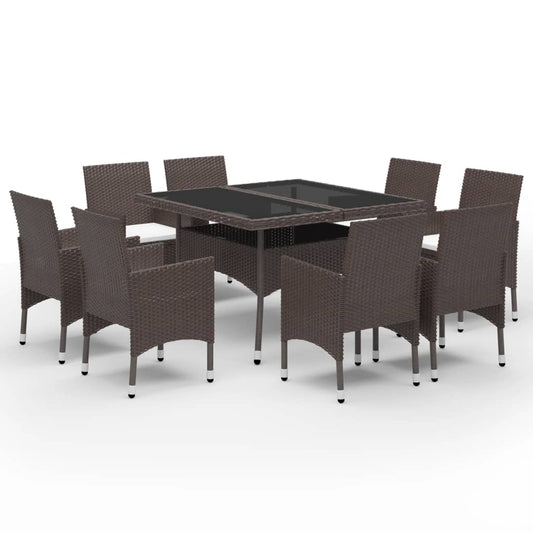 vidaXL Garden Dining Set | Brown with cream cushions