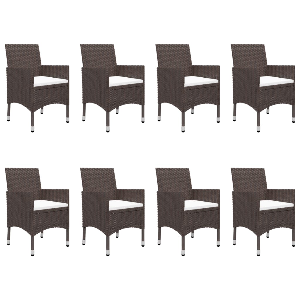 vidaXL Garden Dining Set | Brown with cream cushions