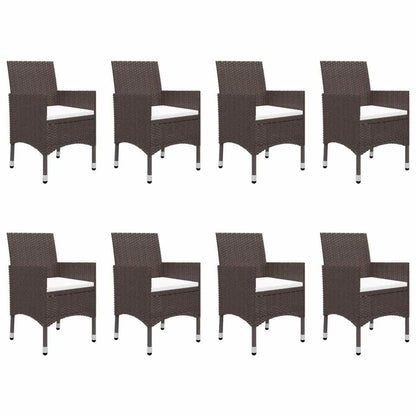 vidaXL 9 Piece Garden Dining Set Poly Rattan and Tempered Glass Brown
