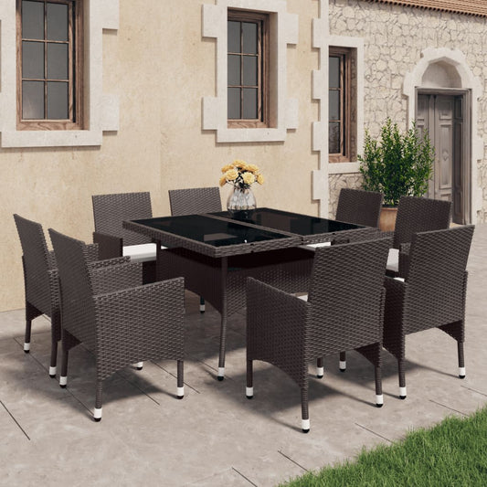 vidaXL Garden Dining Set | Brown with cream cushions