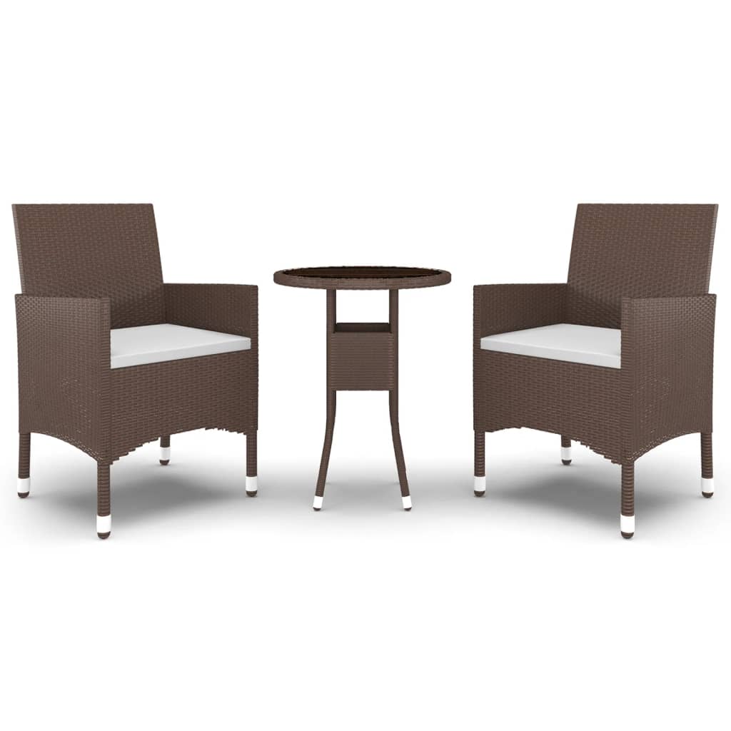 vidaXL Garden Bistro Set | Brown,Cream White