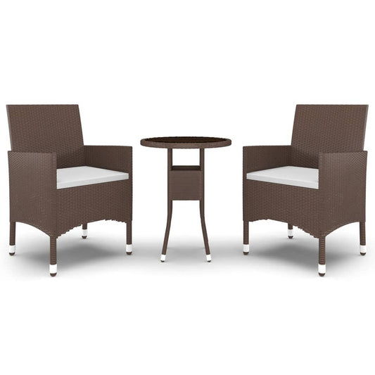 vidaXL Garden Bistro Set | Brown,Cream White