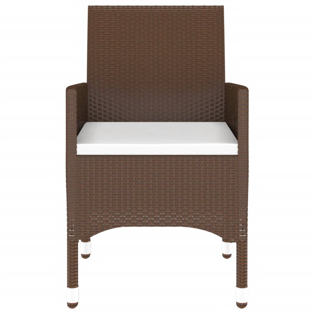 vidaXL 3 Piece Garden Bistro Set Poly Rattan and Tempered Glass Brown