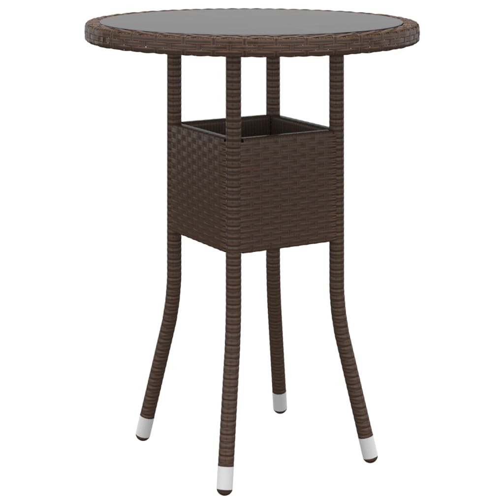 vidaXL 3 Piece Garden Bistro Set Poly Rattan and Tempered Glass Brown