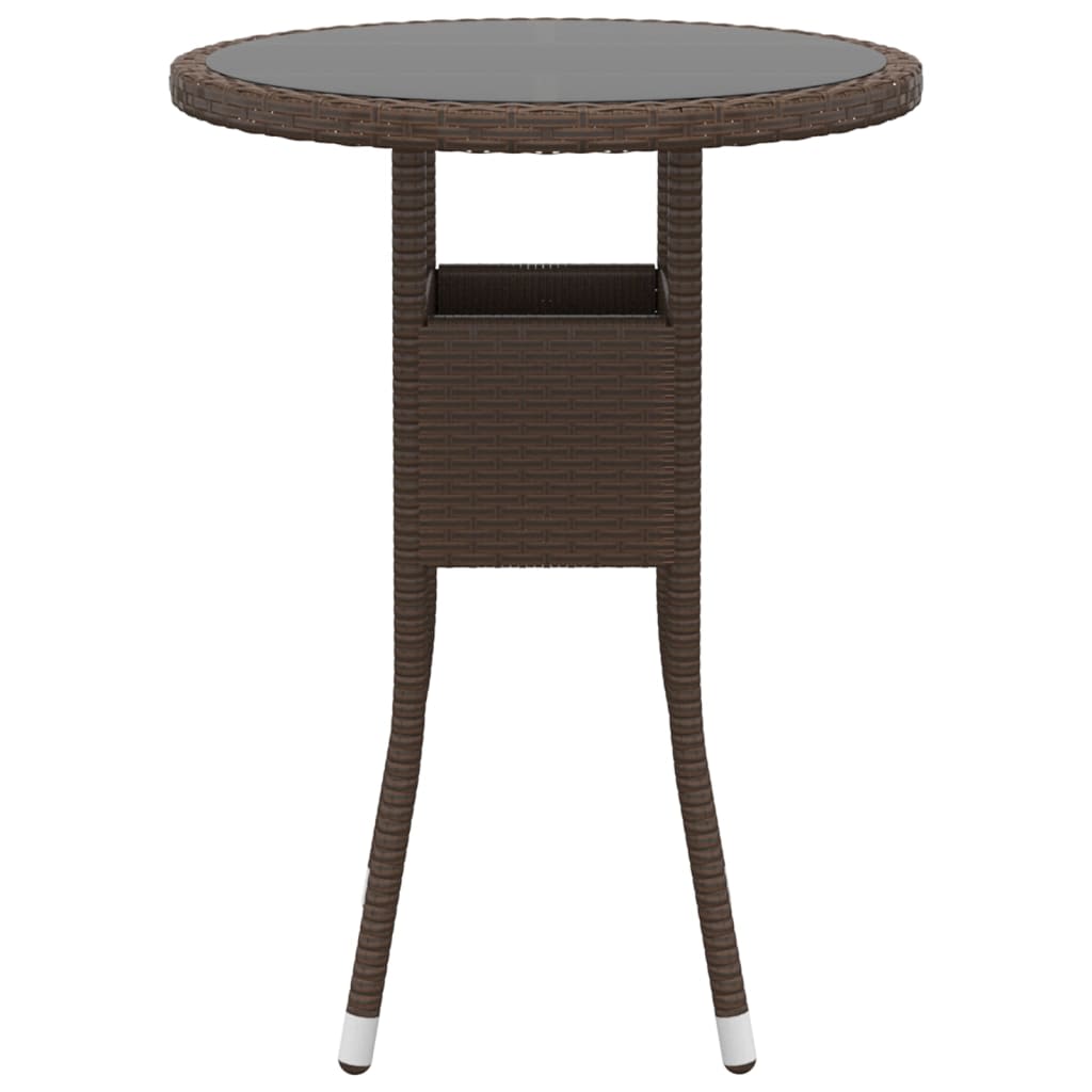 vidaXL 3 Piece Garden Bistro Set Poly Rattan and Tempered Glass Brown