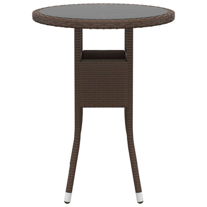 vidaXL 3 Piece Garden Bistro Set Poly Rattan and Tempered Glass Brown