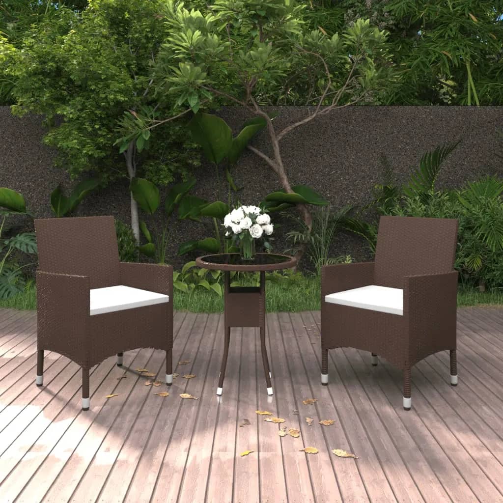 vidaXL Garden Bistro Set | Brown,Cream White