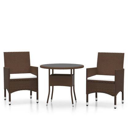 vidaXL Garden Bistro Set | Brown | Poly rattan | Standard |  Removable Covers