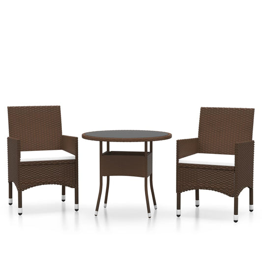 vidaXL Garden Bistro Set | Brown | Poly rattan | Standard |  Removable Covers