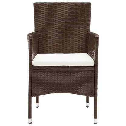 vidaXL 3 Piece Garden Bistro Set Poly Rattan and Tempered Glass Brown