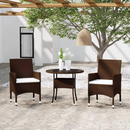 vidaXL Garden Bistro Set | Brown | Poly rattan | Standard |  Removable Covers