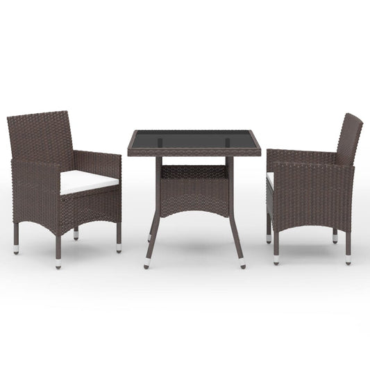 vidaXL Garden Dining Set | Poly rattan: Brown, Cushion: Cream white