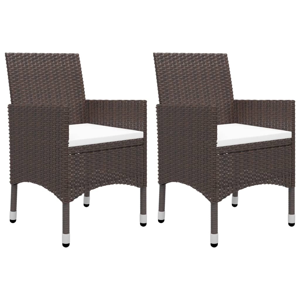 vidaXL 3 Piece Garden Dining Set Poly Rattan and Tempered Glass Brown