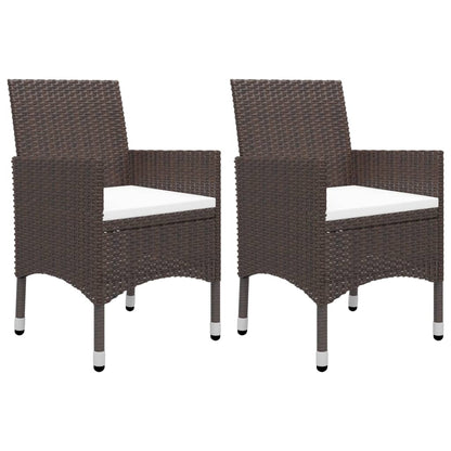 vidaXL 3 Piece Garden Dining Set Poly Rattan and Tempered Glass Brown