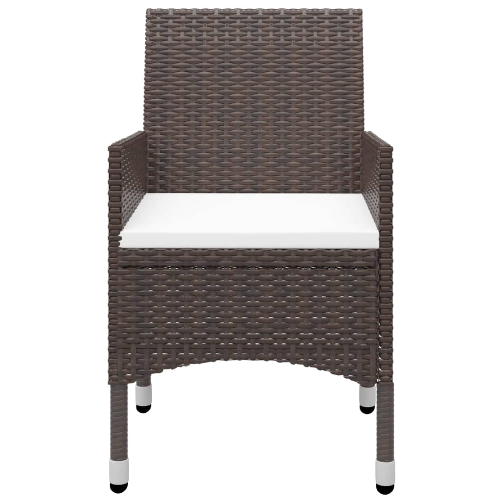 vidaXL 3 Piece Garden Dining Set Poly Rattan and Tempered Glass Brown