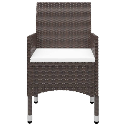 vidaXL 3 Piece Garden Dining Set Poly Rattan and Tempered Glass Brown